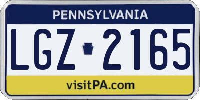 PA license plate LGZ2165