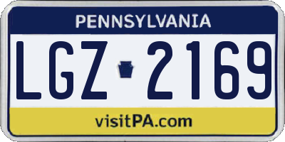 PA license plate LGZ2169