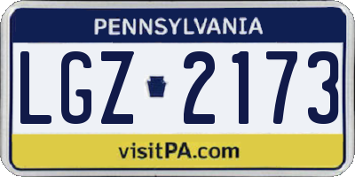 PA license plate LGZ2173