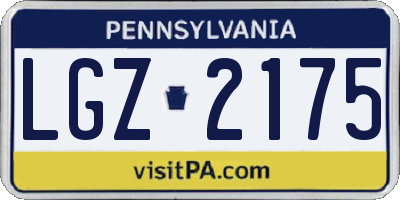 PA license plate LGZ2175