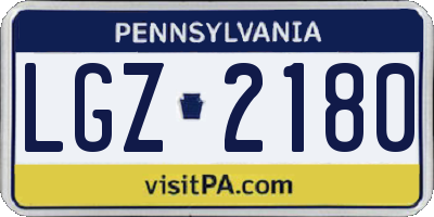 PA license plate LGZ2180