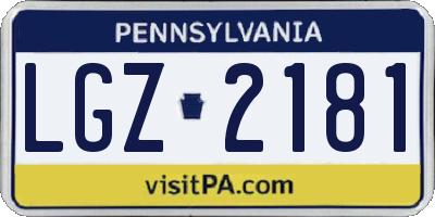 PA license plate LGZ2181