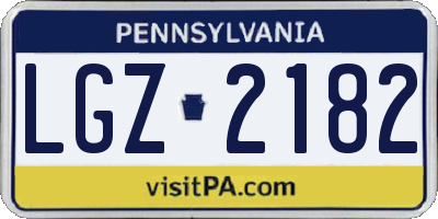 PA license plate LGZ2182