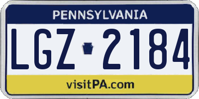 PA license plate LGZ2184