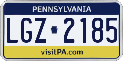PA license plate LGZ2185