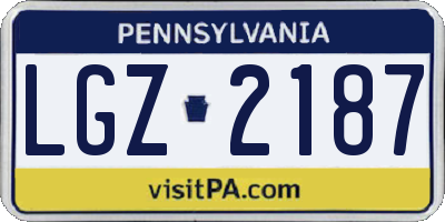PA license plate LGZ2187