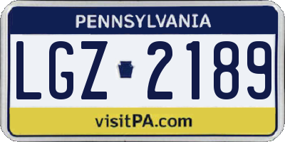 PA license plate LGZ2189