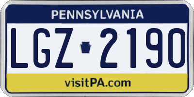 PA license plate LGZ2190