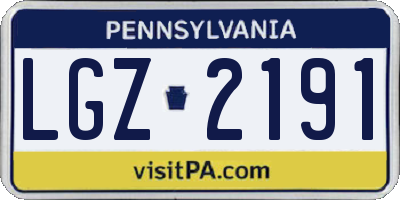 PA license plate LGZ2191