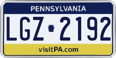 PA license plate LGZ2192
