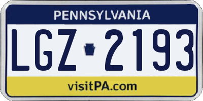 PA license plate LGZ2193