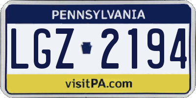 PA license plate LGZ2194