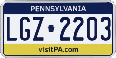 PA license plate LGZ2203