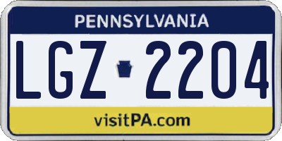 PA license plate LGZ2204