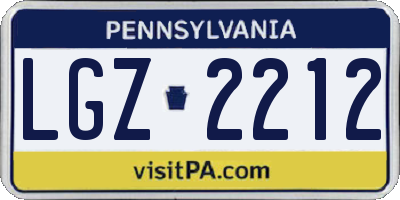 PA license plate LGZ2212
