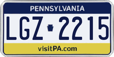 PA license plate LGZ2215