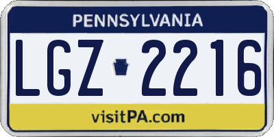 PA license plate LGZ2216