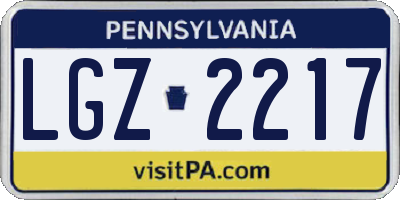 PA license plate LGZ2217