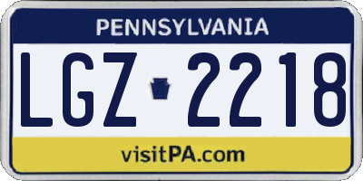 PA license plate LGZ2218