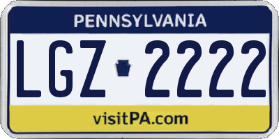 PA license plate LGZ2222