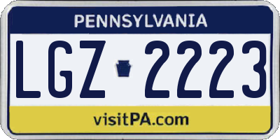 PA license plate LGZ2223