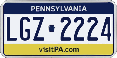 PA license plate LGZ2224