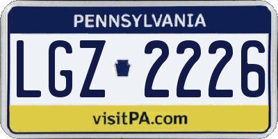PA license plate LGZ2226