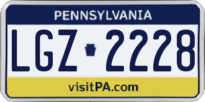 PA license plate LGZ2228