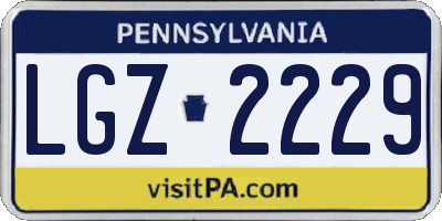 PA license plate LGZ2229