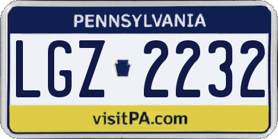 PA license plate LGZ2232