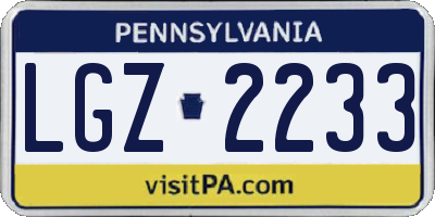 PA license plate LGZ2233