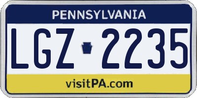 PA license plate LGZ2235