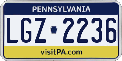 PA license plate LGZ2236