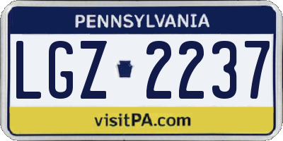 PA license plate LGZ2237
