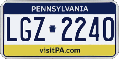 PA license plate LGZ2240