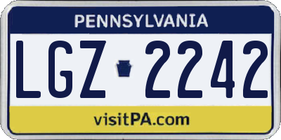 PA license plate LGZ2242
