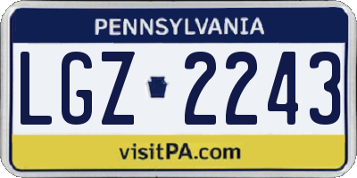 PA license plate LGZ2243
