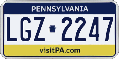 PA license plate LGZ2247