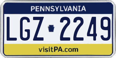 PA license plate LGZ2249