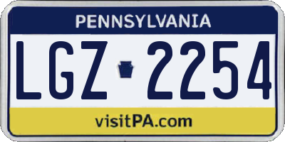 PA license plate LGZ2254