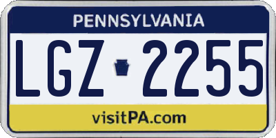 PA license plate LGZ2255