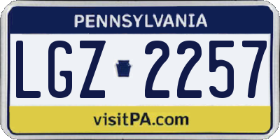 PA license plate LGZ2257