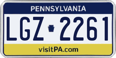 PA license plate LGZ2261