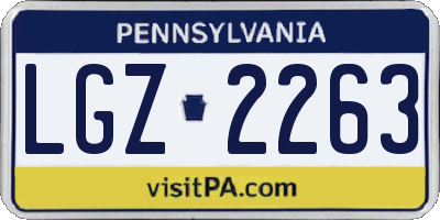 PA license plate LGZ2263