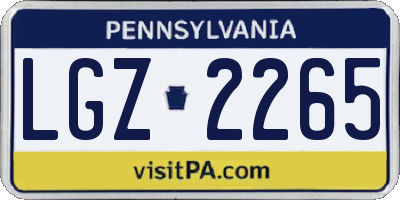 PA license plate LGZ2265