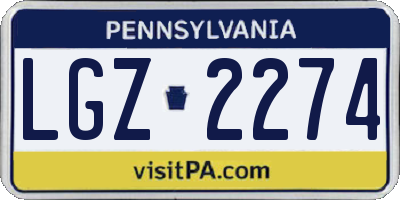 PA license plate LGZ2274
