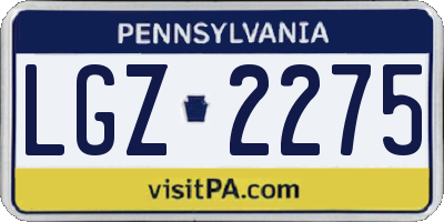 PA license plate LGZ2275