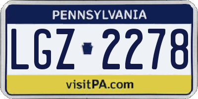 PA license plate LGZ2278