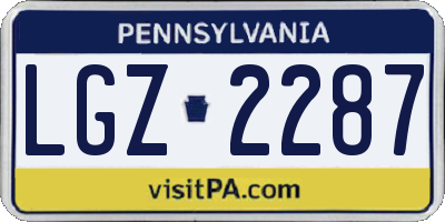 PA license plate LGZ2287