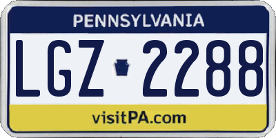 PA license plate LGZ2288